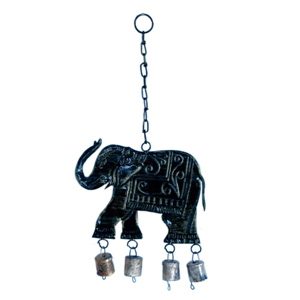 Little India Jaipuri Elephant Door Hanging in Black Metal - 202