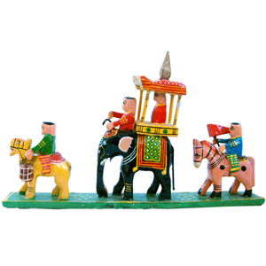 Little India Royal Maharaja Procession Wood Handicraft Item 204