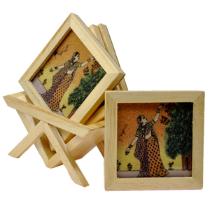 Little India Precious Gemstone Painting Tea Coaster Set -117