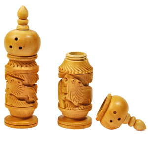 Little India Hand Carved Wooden Salt Pepper Dispenser Gift -129
