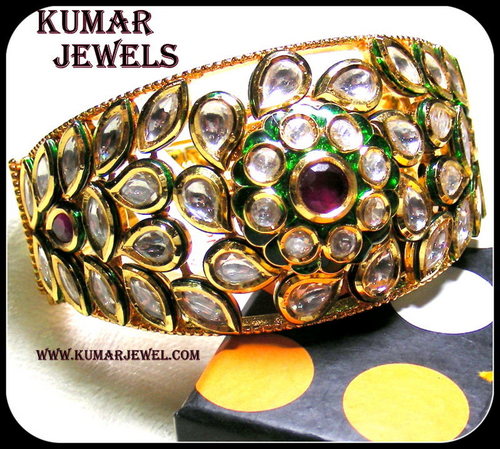 peacock kara in kundan.