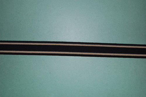 19 mm Heavy Elastic Black with Beige Band