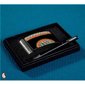 Leather Card Holder with Pen
