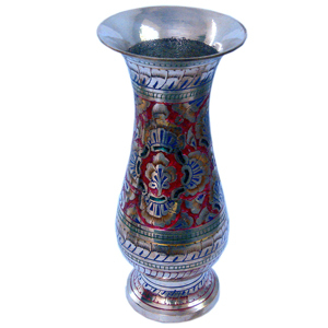 Little India Colourful Meenakari Work Flower Vase Pure Metal 173