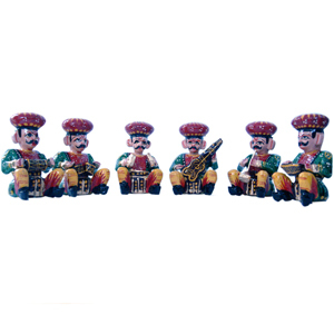 Little India Rajasthani 6 Piece Musician Bawla Set in Wood -206
