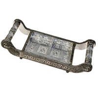 Little India Pure White Metal Dry Fruit Tray Handicraft Gift 113