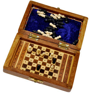 Little India Travellers Mini Chess Board Wooden Handicraft -114