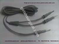 Single Pin To 2 Pin Patient Plate Cable Cord - Silicon Rubber, 3 Meter Length, Gray Color, 4mm O.d., Universal T Junction Design | Suitable For Ent Surgery, Dentistry, Orthopedics, Cardiology, Reusable