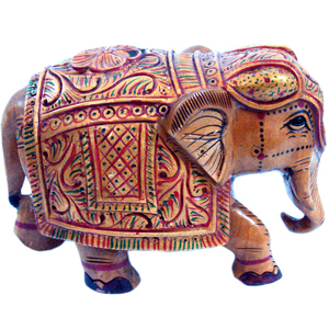 Little India Wooden Hand Carved Painted Elephant Handicraft 153