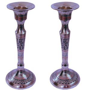 Little India Fine White Metal Candle Stand Pair Handicraft -154