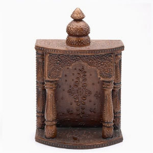 Antique Finish Embossed Wooden Temple - WUD0901