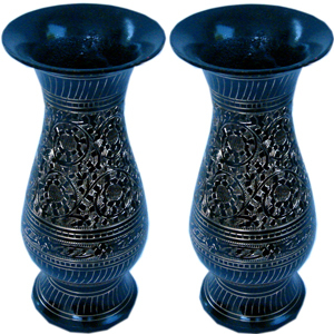 Little India Golden Meenakari Work Flower Vase Pair Gift - 201