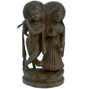 Little India Ethnic Lord Radha Krishna Idol Wood Handicraft 148