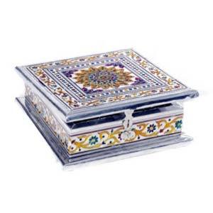 Lovely White Metal Meenakari Work White Metal Jewellery Box_Whm0916