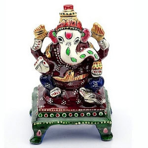 Handpainted Enamelled Metal Lord Ganapati - 08
