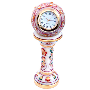 Little India Ethnic Design Marble Table Clock Handicraft -145