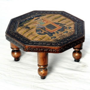 Exclusive Mughal painted Handcrafted Chowki - WUD0913