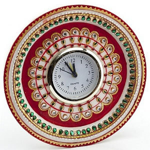 Marvel in Marble - Gold Embossed Kundan work Alarm Clock - 52