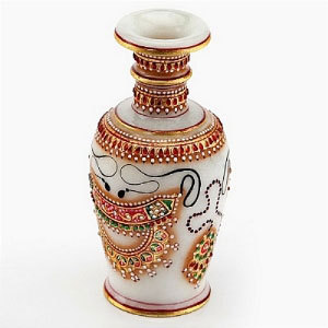 Marvel in Marble - Gold Embossed Jeweled Design Vase - 70