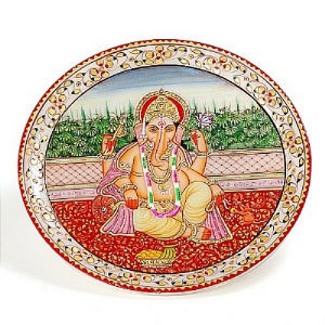 Marvel in Marble - Marble, 12x12 Inches, Red | Hand-Painted, Intricate Details, Spiritual Appeal, Round Shape