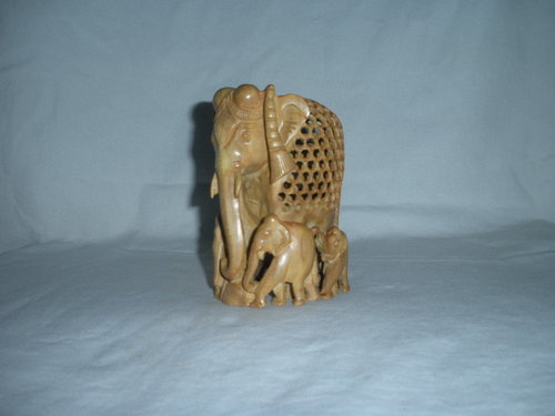 sandal wood elephant with baby