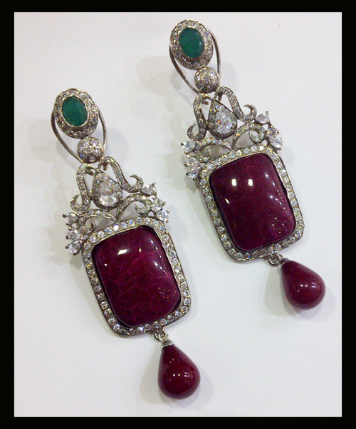 Big stone designer earrings.