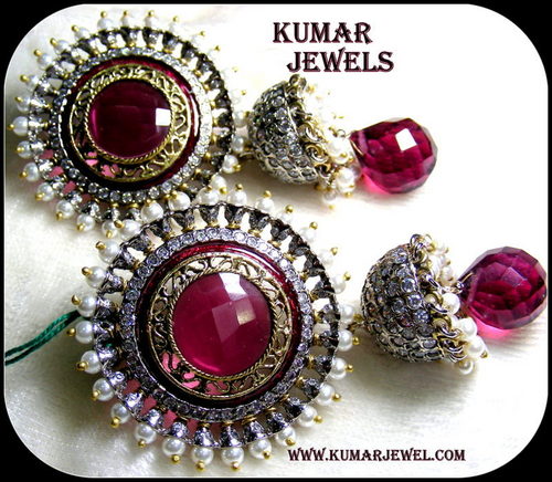 Hot pink stone earrings