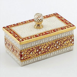 Marvel in Marble - Gold Embossed Jewellery Box with Crystal Knob - 55