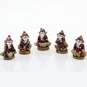 Handpainted Enamelled Metal Lord Ganapati Musician Set - 01