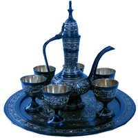 Little India Antique Royal Wine Set Black Metal Handicraft -182