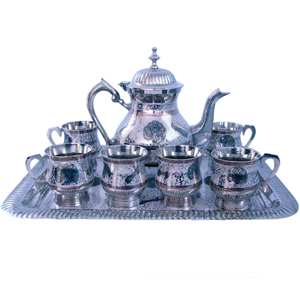 Little India Pure White Metal Meenakari Work Royal Tea Set -187