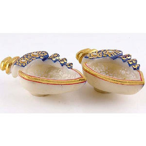Marvel in Marble - Shankh Deepak (Set of 2)
