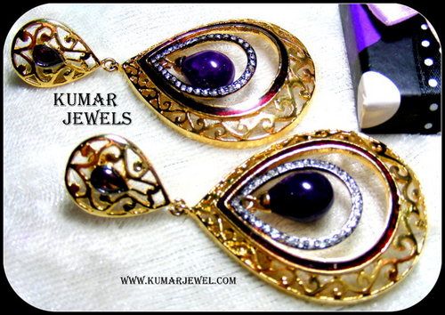 Ethnic purple drop earrings.