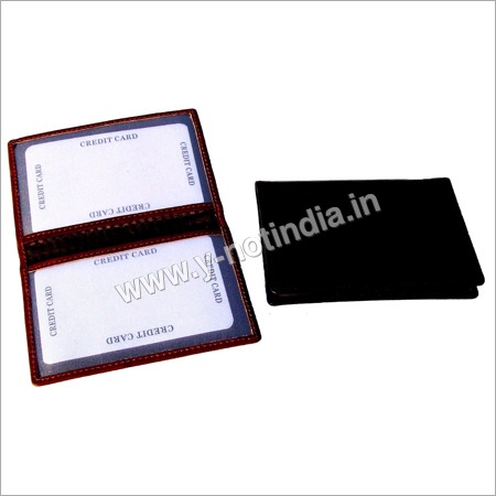 Transparent Two Window Pocket Leather  Card Case