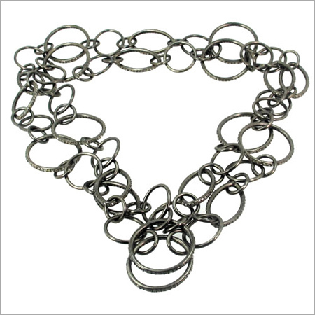 Silver Pave Diamond Link Chain Necklace