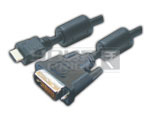 HDMI 19 Pin to DVI-D Plug Cord - 3 Meters, PVC Black, 1080p, Shielded, Digital Audio & HD Video