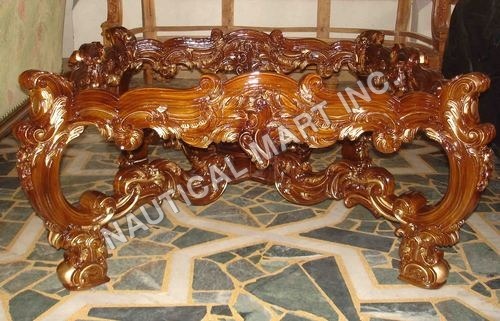 VINTAGE GLASS WOODEN TABLE