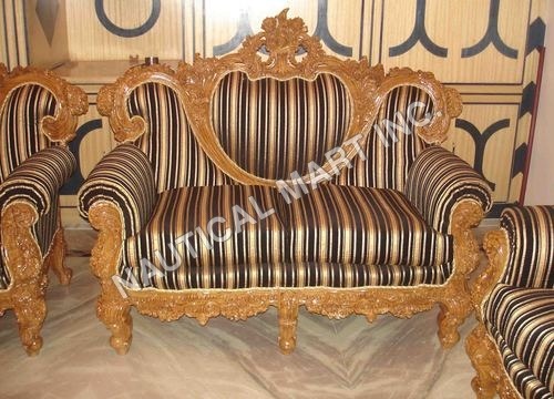 Elegant Look Vintage Classic Wooden Single Set Of Sofa
