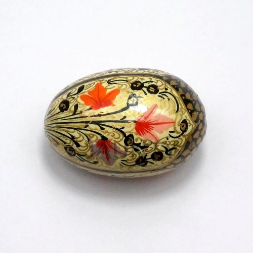 Eggs - Paper Mache, Variable Sizes, Beige Floral Design | Handcrafted, Decorative, Collectible, Unique Colors, Intricate Matte Finish