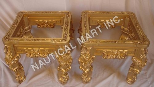 VINTAGE WOODEN GOLDEN LOOK SET OF STOOLS By Nautical Mart Inc.