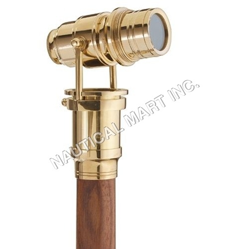 Brass Monocular With Wooden Stick By Nautical Mart Inc.