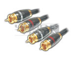 2 RCA to 2 RCA Plug Cord with Locking System - 3 Meters