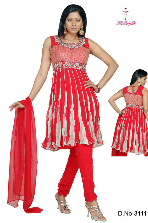 DAZZLING RED ANARKALI SUIT