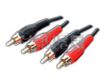 2 RCA Plug to 2 RCA Plug Cord 1.5 Meters - Copper, Black, 75 Ohms | Audio Video Transmission, Color Coded, Shielded