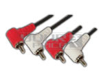 2 RCA Plug to 2 RCA Plug Right Angle Cord 1.5 Meters