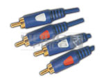 2 RCA Plug to 2 RCA Plug Cord Super Gold Plated Dual Moulded 1.5 Meters - Copper, Blue, Gold Plated, Color Coded | Easy Installation, Reliable Audio Transmission