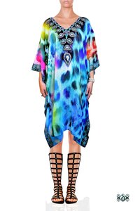 Short Georgette Digital Printed Kaftan Decoration Material: Stones