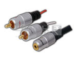 2 RCA Plug to EP Stereo Socket 3.5 mm Cord Gold Plated - 3 Meters