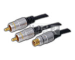 2 RCA Plug to RCA Socket Cord Gold Plated - 3 Meters