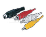 S-Video 4 Pin Mini Din Plug to 3 RCA Plug Cord - 1.5 Meters PVC Black, Copper Conductor, High Definition Signal Transmission